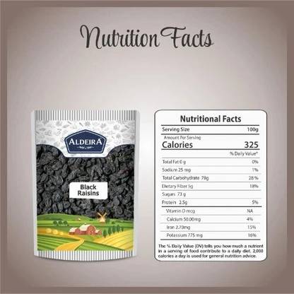 Aldeira Seedless Black Raisin 500gm Dry Fruits Kali Kishmish Raisins  (1 x 500 g)