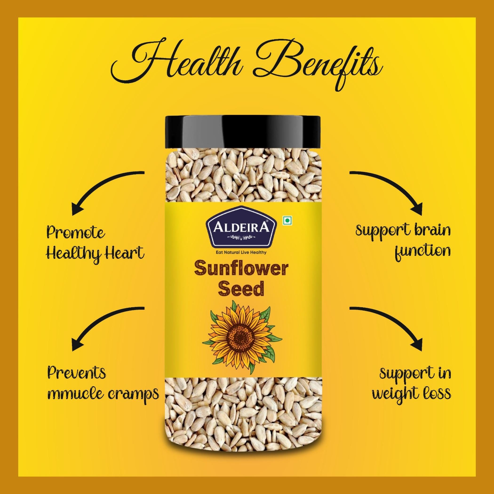 Aldeira Premium Raw Sunflower Seeds – Rich in Vitamin E, Healthy Fats & Antioxidants for Skin & Heart
