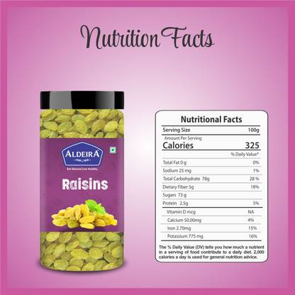 Aldeira Natural Seedless Green Kishmish 500gm Raisins  (500 g)