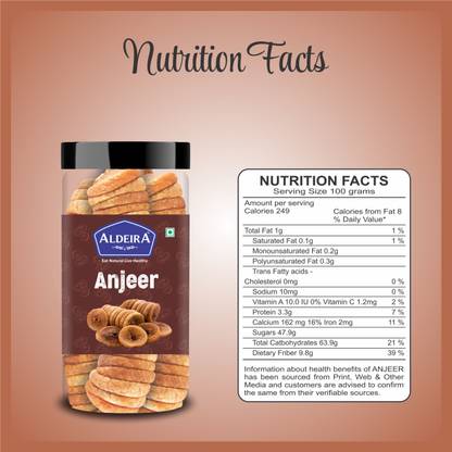 Aldeira Premium Dry Afghani Anjeer / Figs  (1 x 500 g)