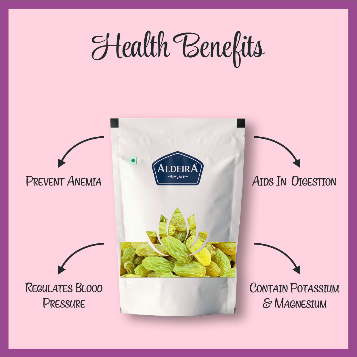 Green Raisins (Kishmish) | Sweet & Tangy Indian Healthy Snack Ideal for Desserts Pack of 2