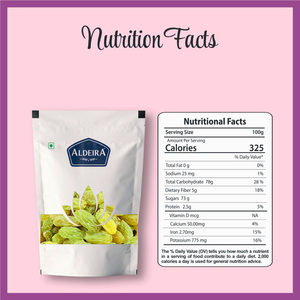 Green Raisins (Kishmish) | Sweet & Tangy Indian Healthy Snack Ideal for Desserts Pack of 2