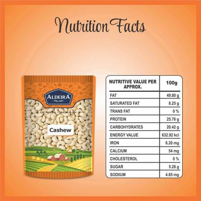Aldeira Cashew 500gm Pack Dry Fruits Kaju / Cashews (1 x 500 g)
