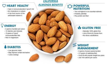 Aldeira Natural California Almonds 500gm Dry Fruits Almonds (1 x 500 g)