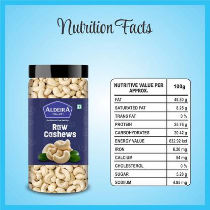 Aldeira Natural Whole Cashew Nuts Kaju 500gm Dry Fruits Cashews (1 x 500 g)
