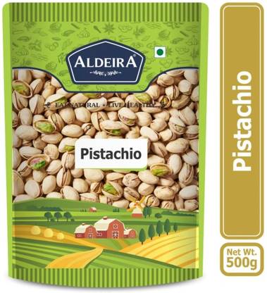 Aldeira Pista Roasted and Salted 500gm Pack Dry Fruits Pistachios (1 x 500 g)