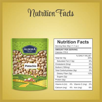 Aldeira Pista Roasted and Salted 500gm Pack Dry Fruits Pistachios (1 x 500 g)