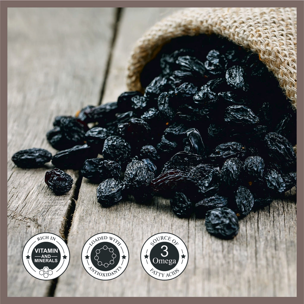 Black Raisins (Kali Kishmish) | Sweet, Chewy & Naturally Sun-Dried Healthy Snack Pack of 2