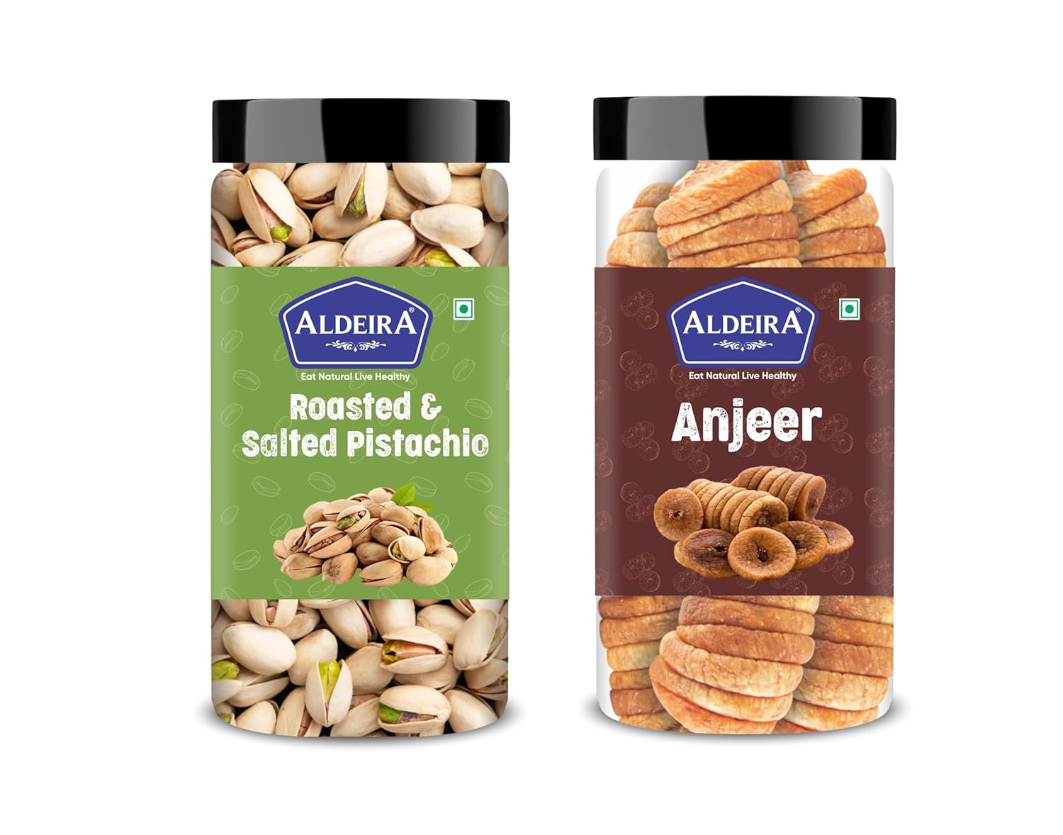 Roasted & Salted Pistachios + Dry Anjeer (Fig) Jar Pack of 2 Ideal for Snacking, Baking