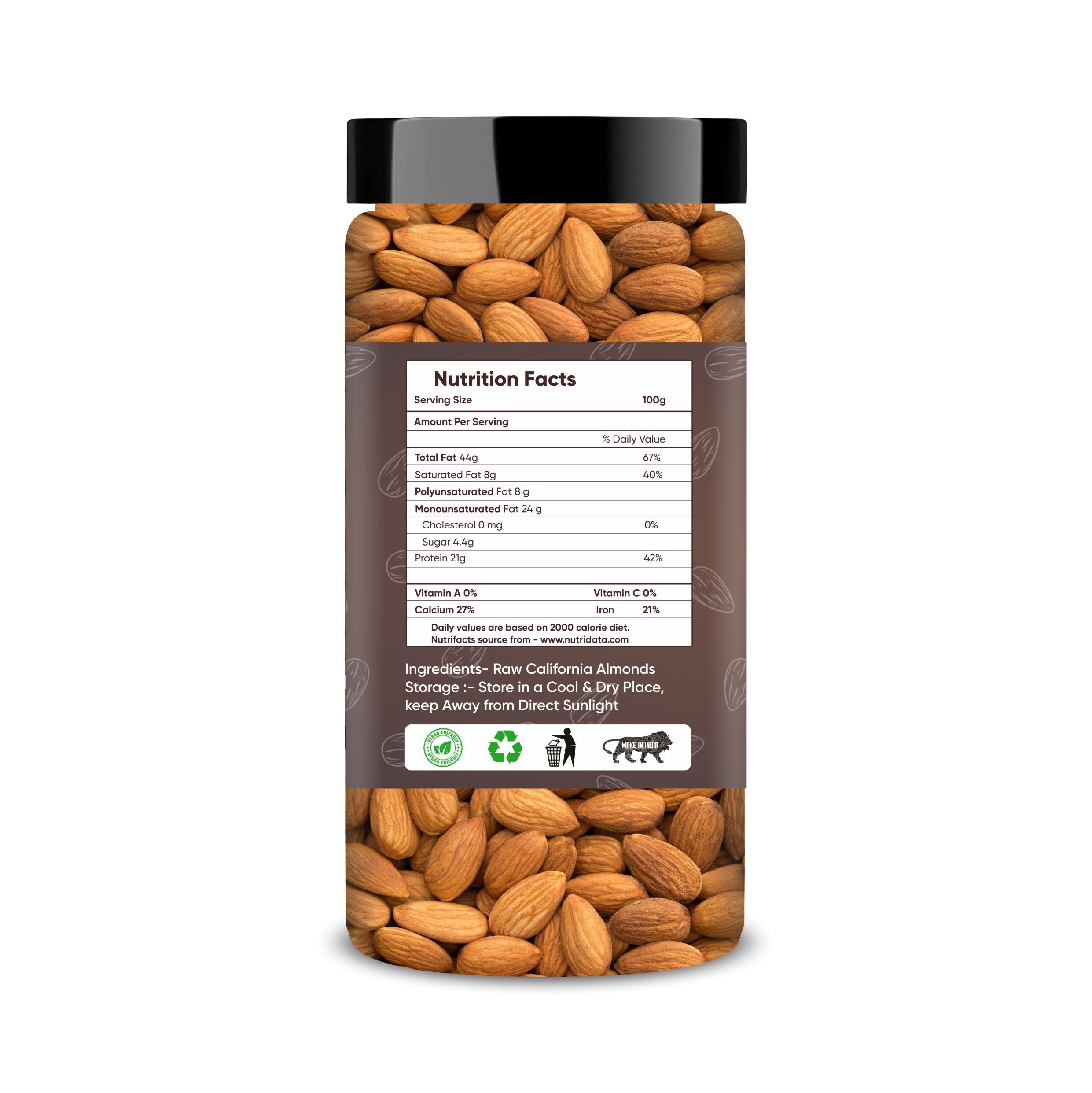Almonds & Walnut Kernel Jar – Pack of 2 Ideal for Your Daily Meals