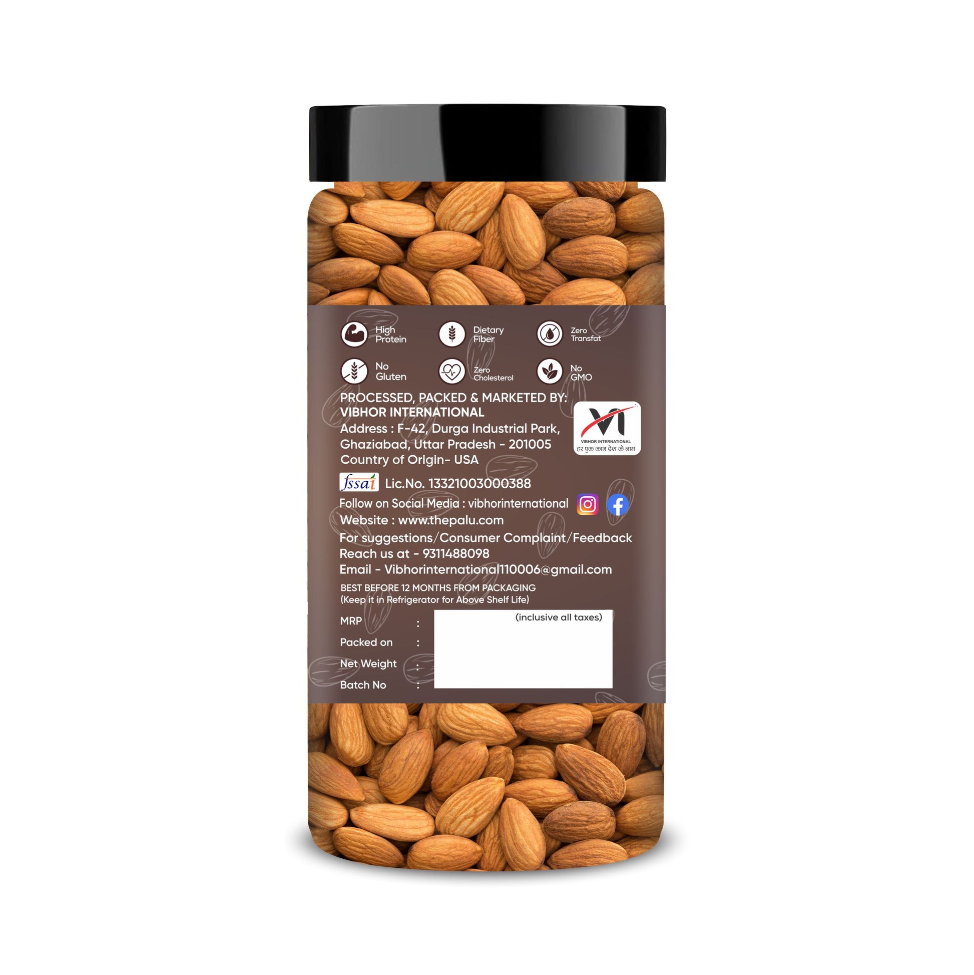 Almonds & Walnut Kernel Jar – Pack of 2 Ideal for Your Daily Meals