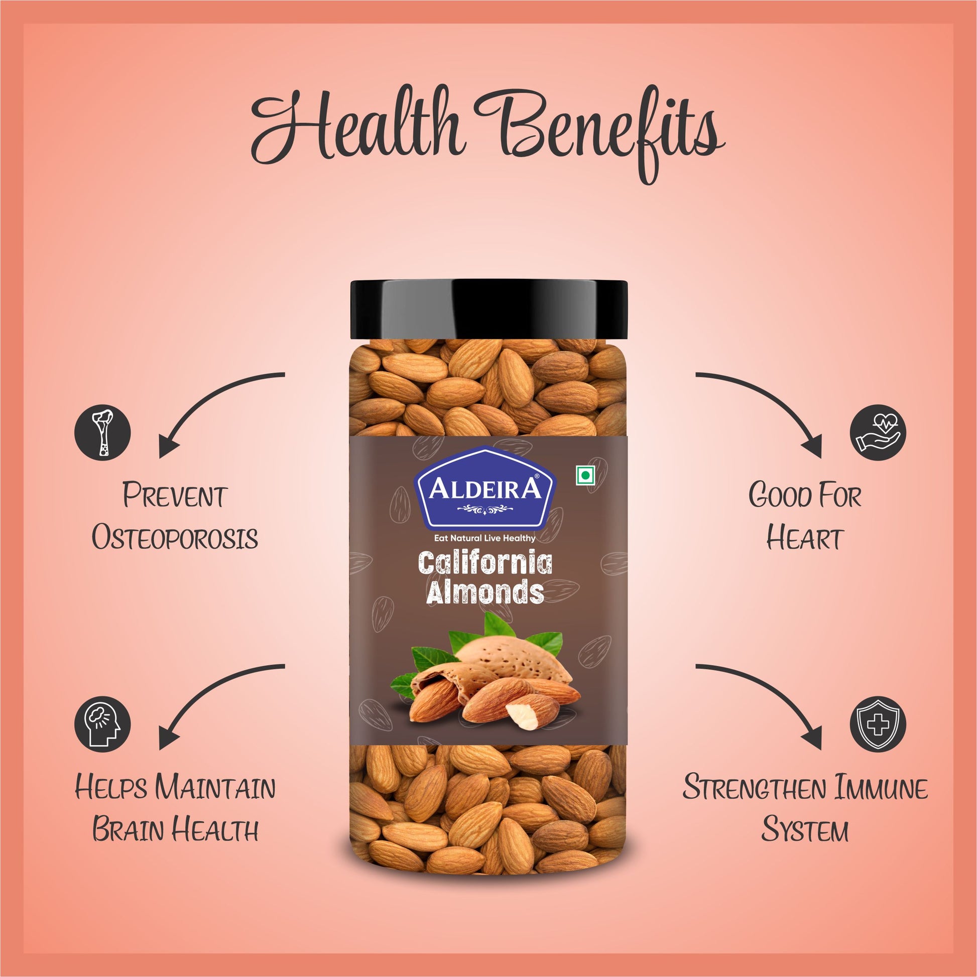 Almonds & Walnut Kernel Jar – Pack of 2 Ideal for Your Daily Meals