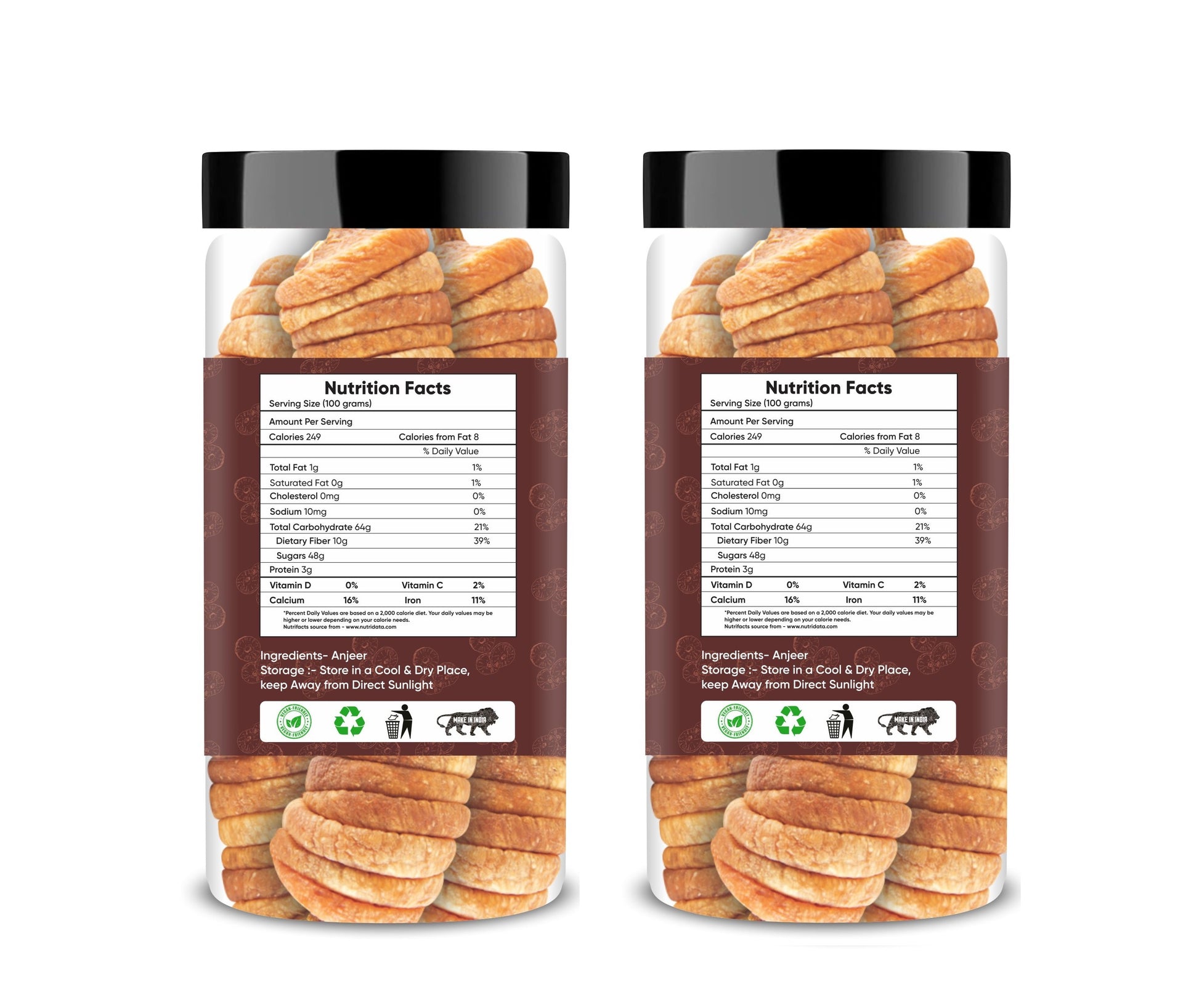 Anjeer (Fig) & Walnut Jar – Dry Fruits Combo Pack of 2 Perfect for Healthy Snacking