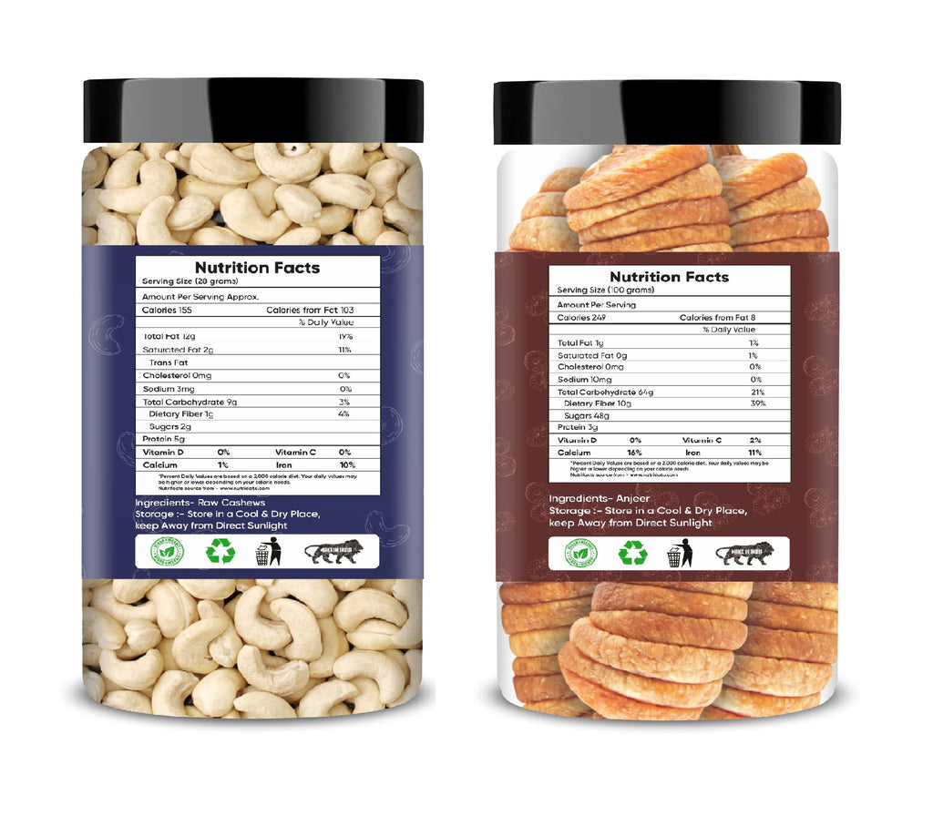 Cashews & Anjeer (Fig) Jar – Pack of 2 Perfect for Snacking, Baking, or Cooking