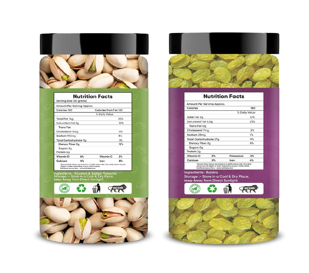 Pistachios & Raisins Jar – Pack of 2 Perfect for Snacking, Baking