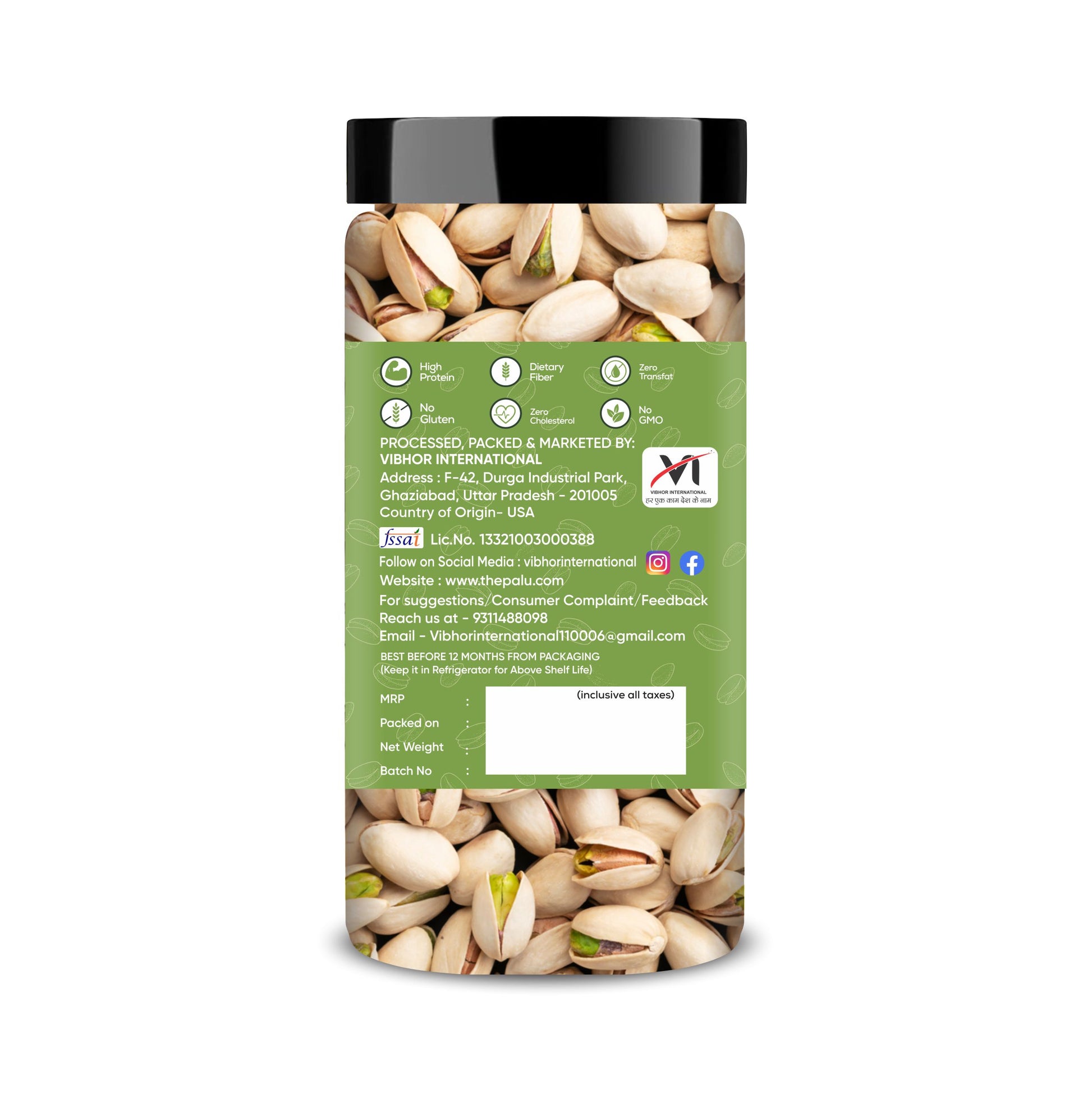Roasted & Salted Pistachios + Walnut Kernels Jar – Pack of 2 Rich in Healthy Fats, Protein