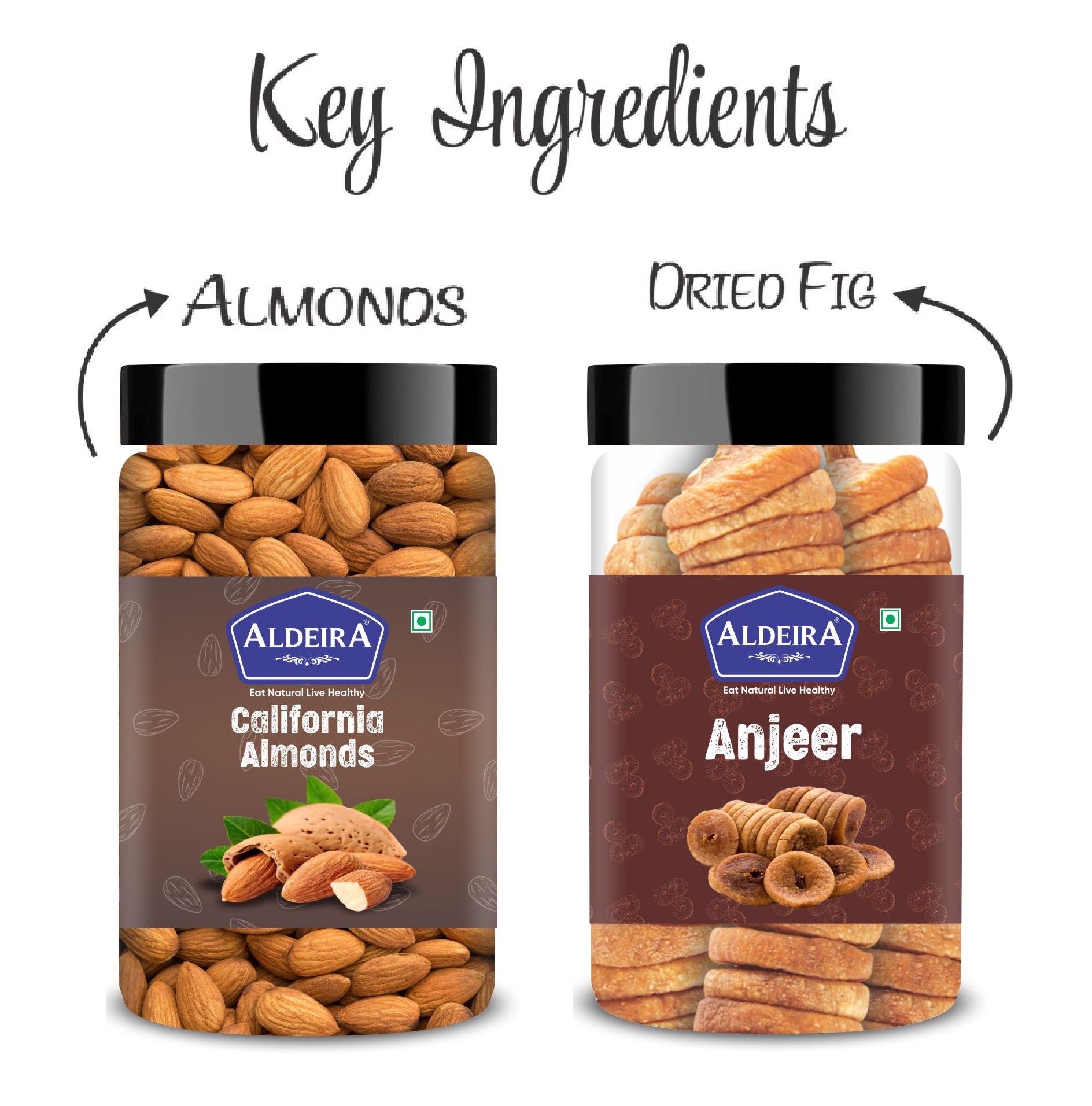 Almonds & Anjeer (Fig) Jar – Pack of 2 –Perfect for Snacking, Baking, or Cooking