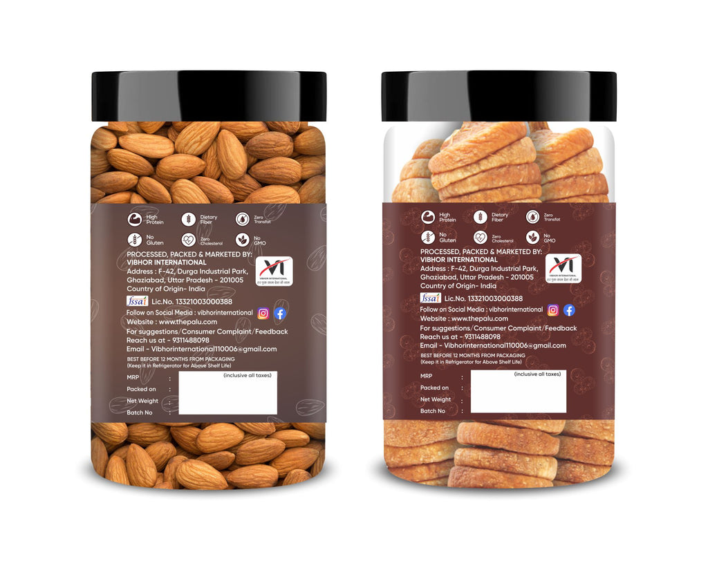 Almonds & Anjeer (Fig) Jar – Pack of 2 –Perfect for Snacking, Baking, or Cooking