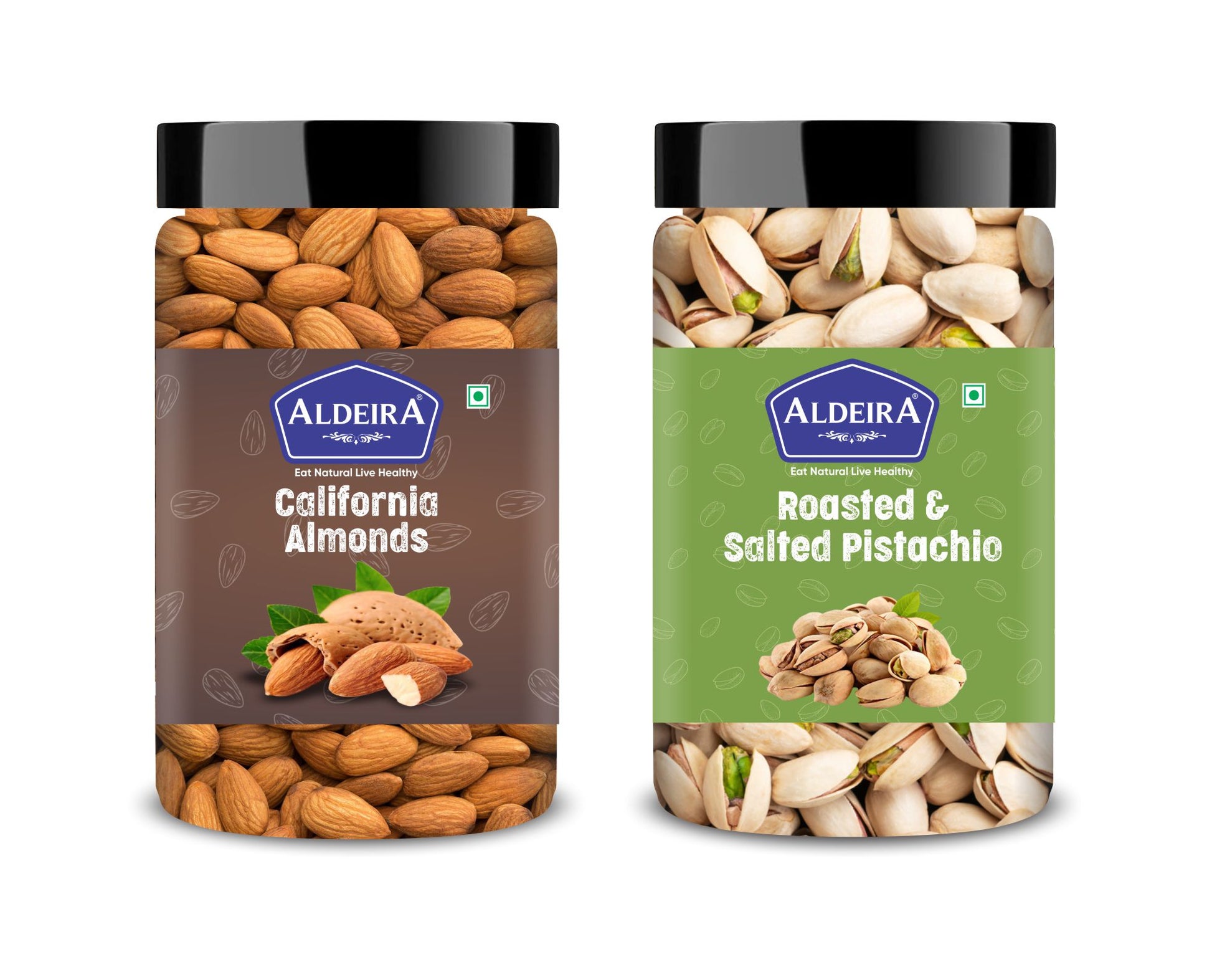  Raw & Roasted Salted Almonds & Pistachios Jar – Pack of 2 Ideal for Snacking