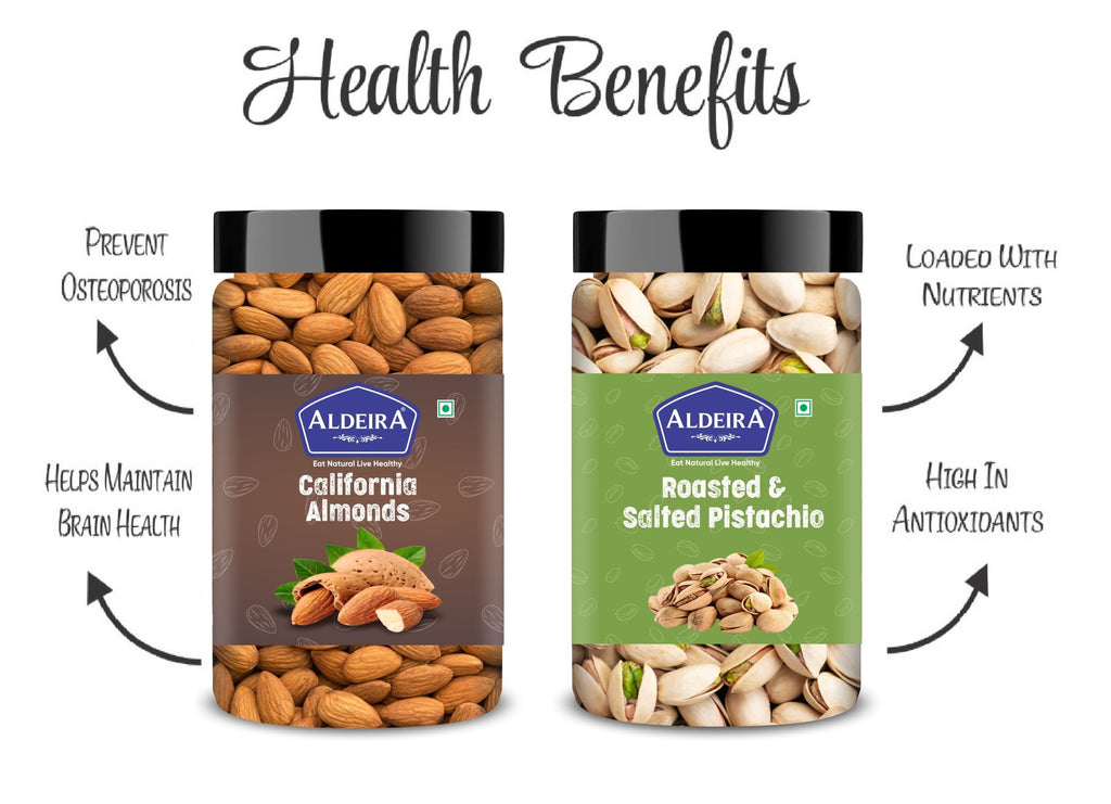  Raw & Roasted Salted Almonds & Pistachios Jar – Pack of 2 Ideal for Snacking