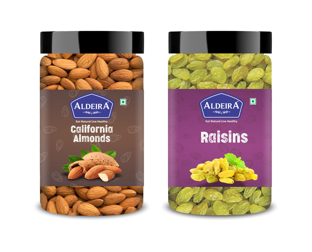 California Raw Almonds & Raisins Jar – Pack of 2 Perfect for Snacking, Baking, or Cooking