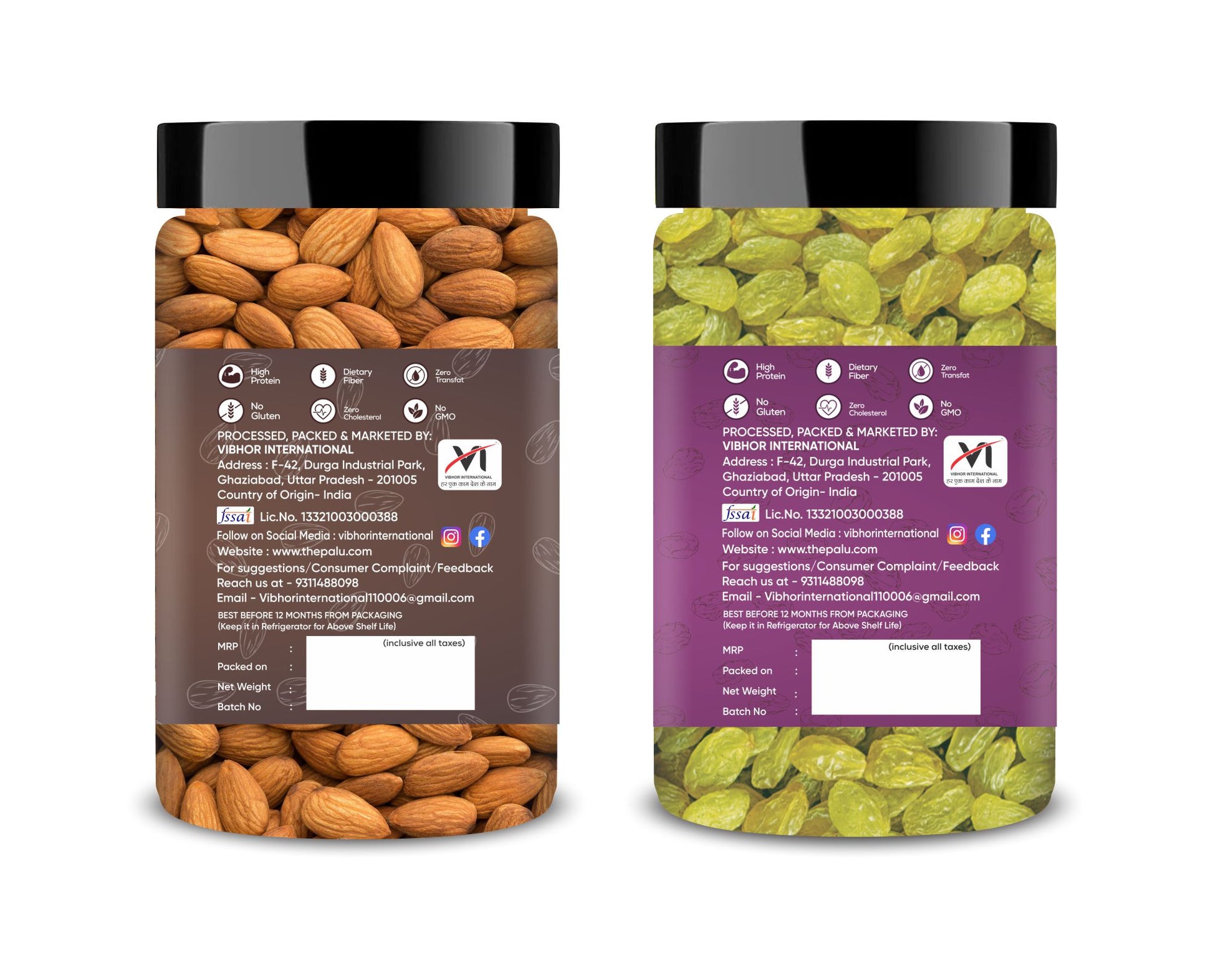 California Raw Almonds & Raisins Jar – Pack of 2 Perfect for Snacking, Baking, or Cooking