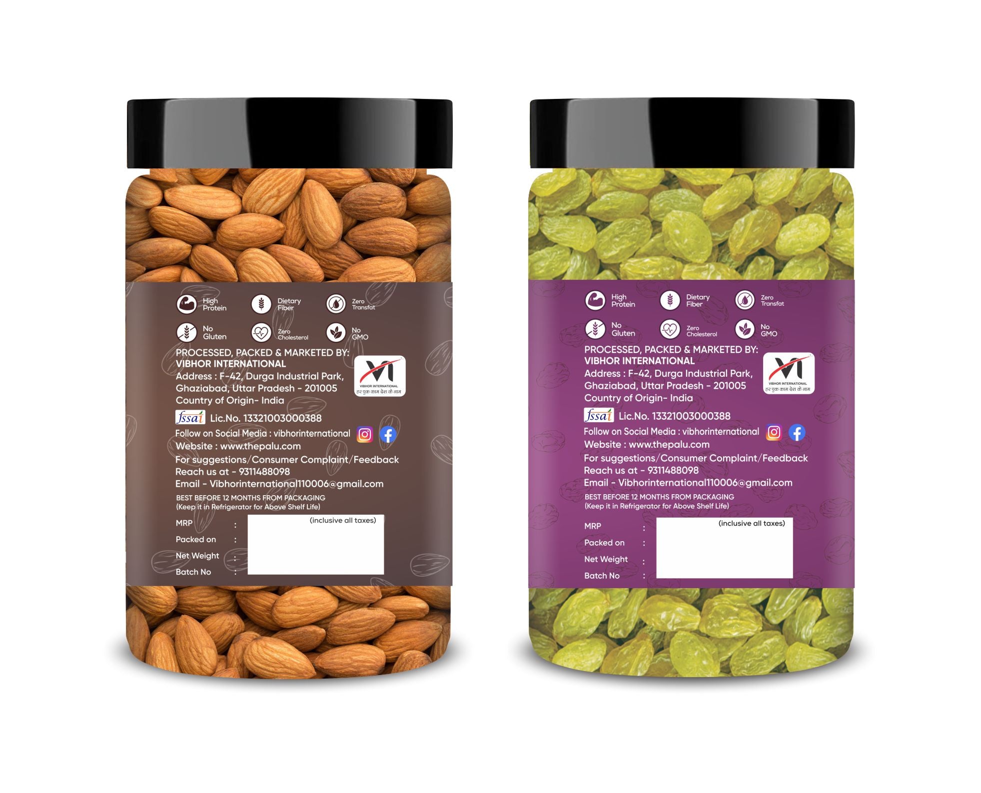 California Raw Almonds & Raisins Jar – Pack of 2 Perfect for Snacking, Baking, or Cooking