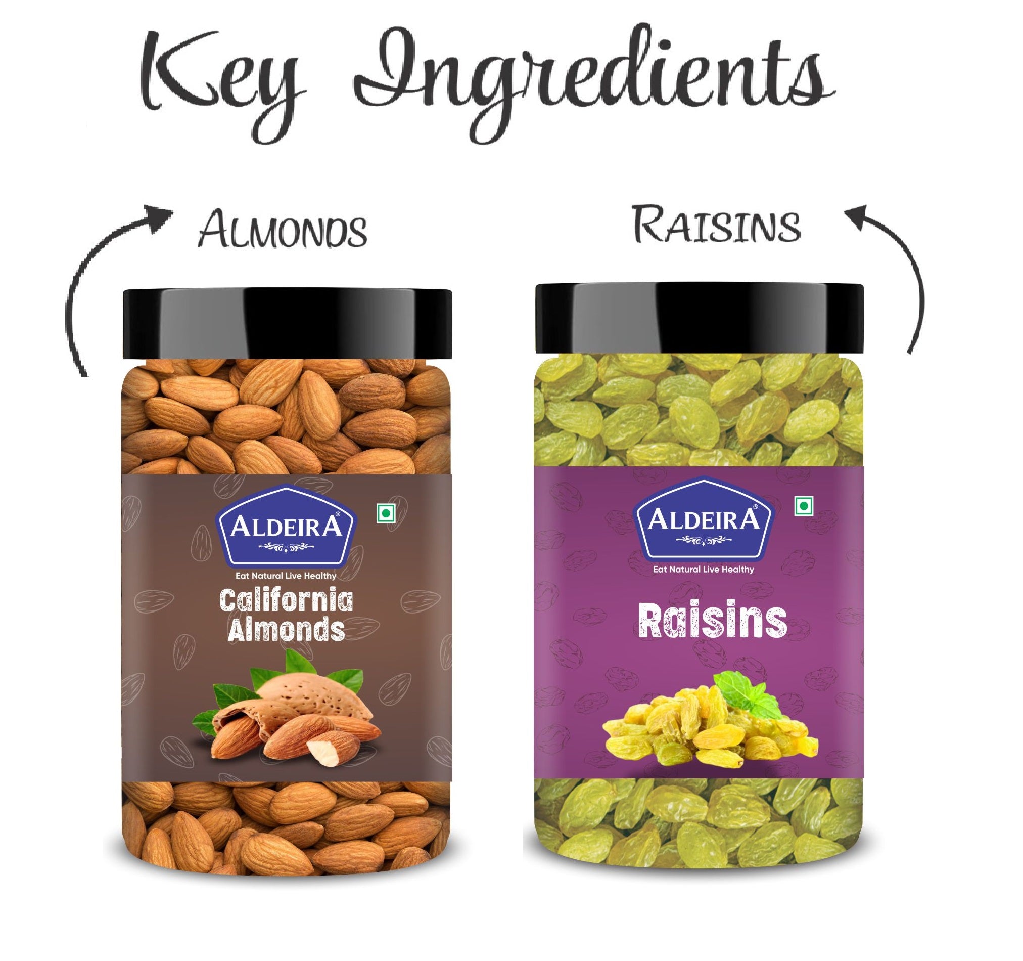 California Raw Almonds & Raisins Jar – Pack of 2 Perfect for Snacking, Baking, or Cooking