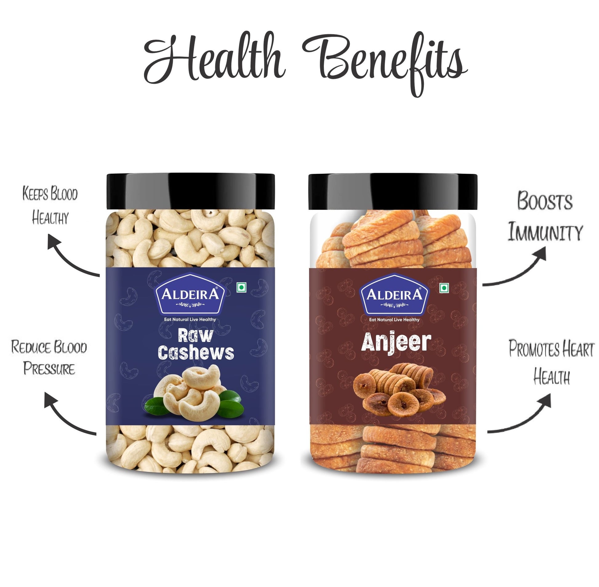 Cashews & Anjeer (Fig) Jar – Pack of 2 Perfect for Snacking, Baking, or Cooking