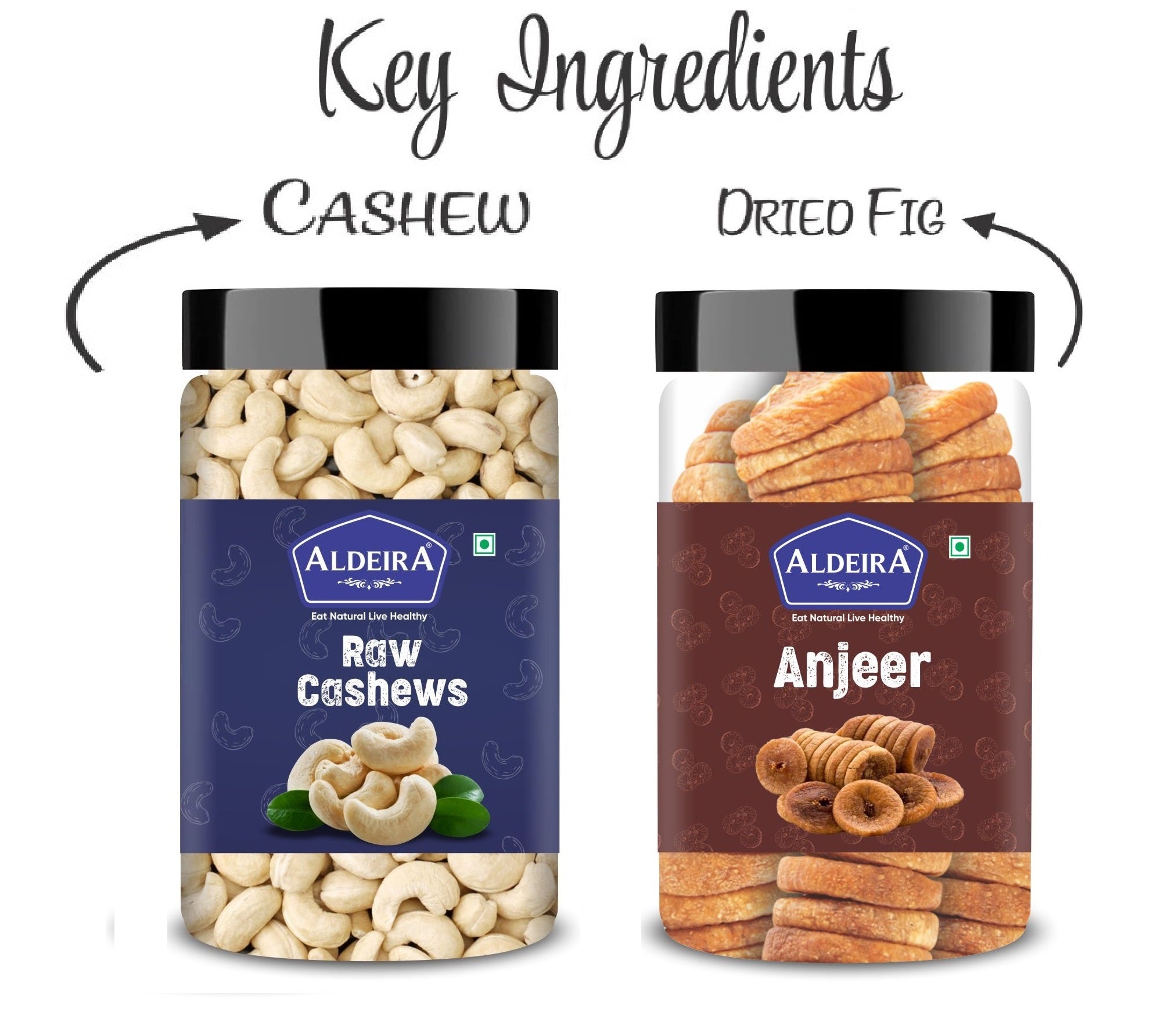 Cashews & Anjeer (Fig) Jar – Pack of 2 Perfect for Snacking, Baking, or Cooking