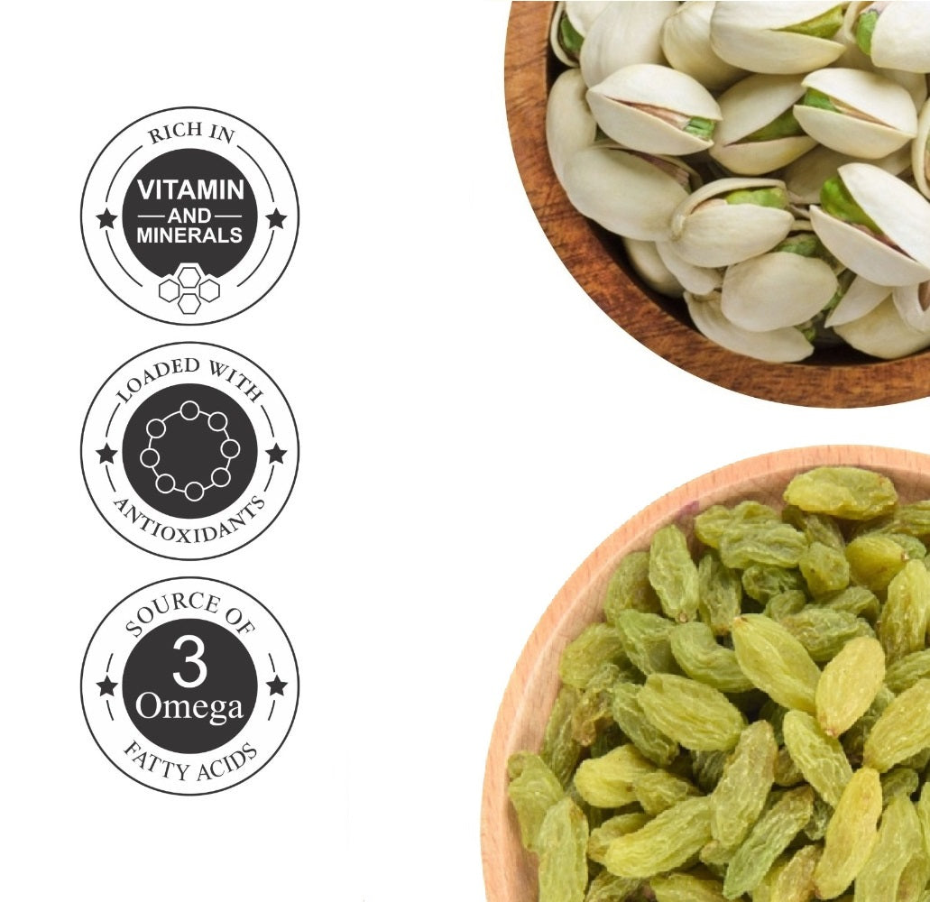 Pistachios & Raisins Jar – Pack of 2 Perfect for Snacking, Baking