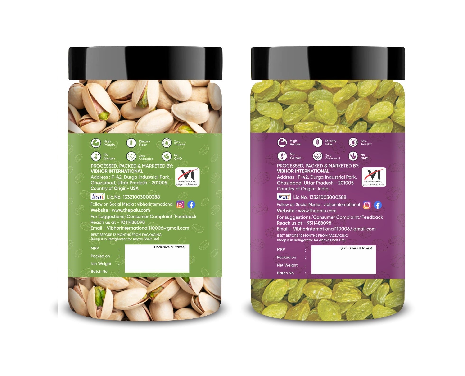 Pistachios & Raisins Jar – Pack of 2 Perfect for Snacking, Baking
