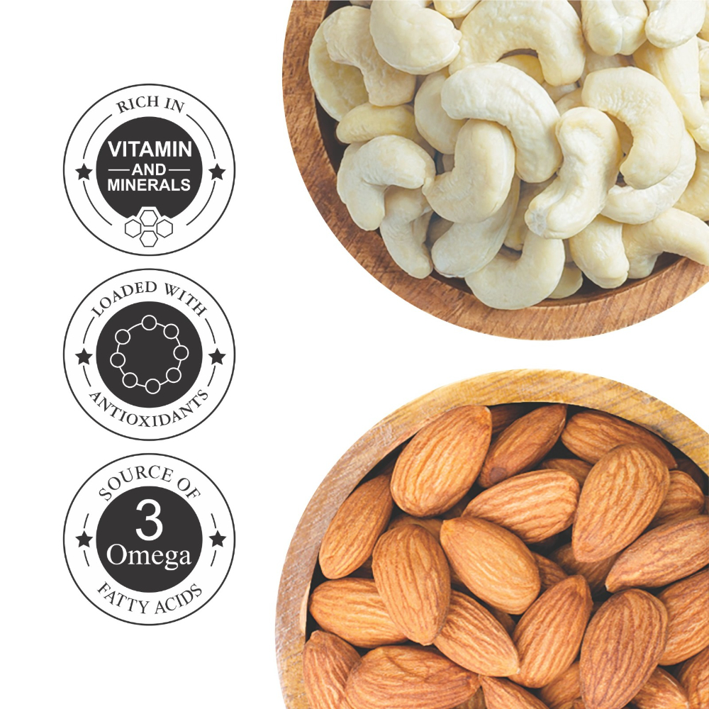 Raw Almonds & Cashews Jar – Pack of 2 Perfect for Snacking, Baking
