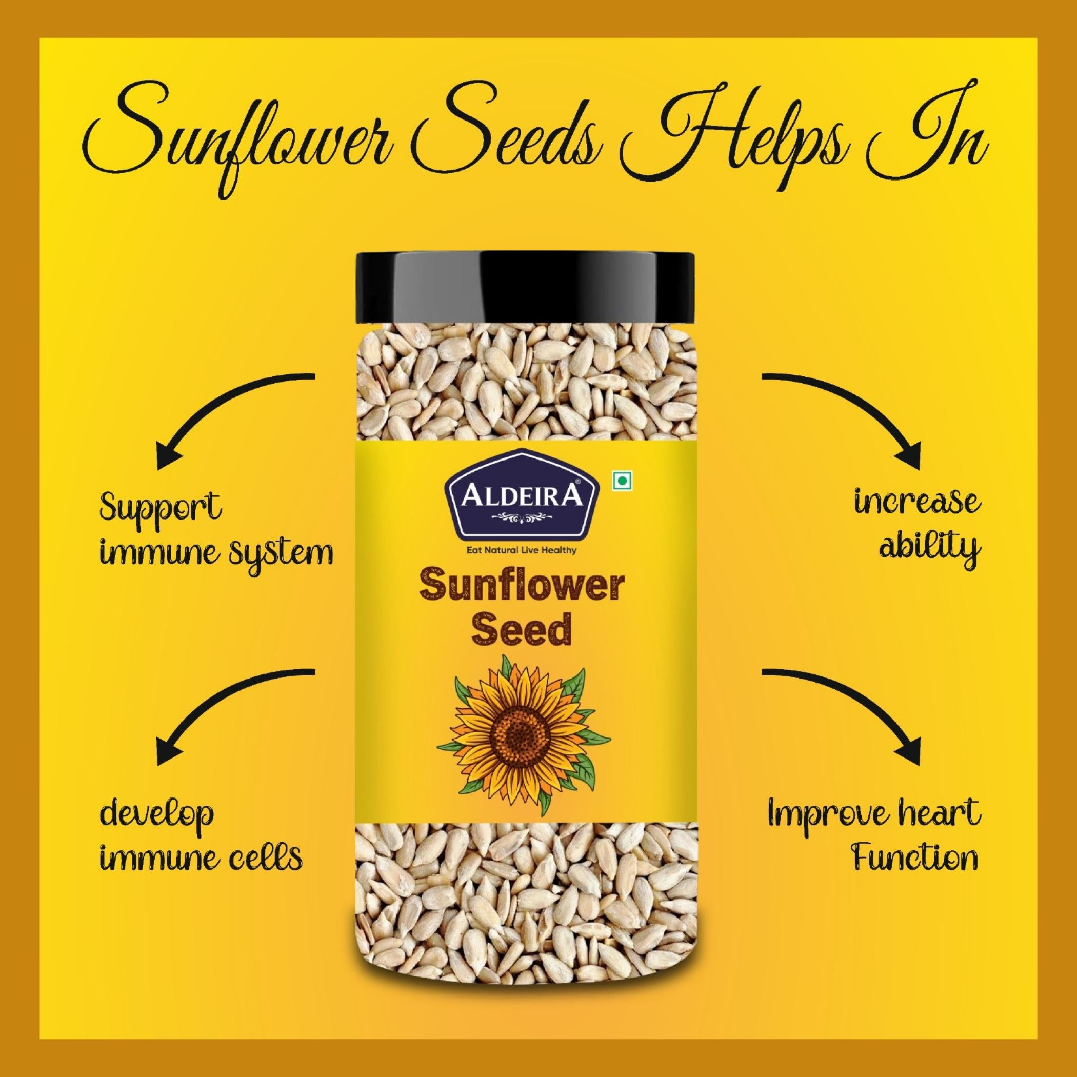 Aldeira Premium Raw Sunflower Seeds – Rich in Vitamin E, Healthy Fats & Antioxidants for Skin & Heart