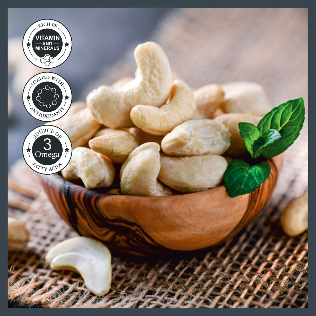 White Whole Cashew Nuts (Kaju) | Unsalted, Raw & Natural Dry Fruit Healthy Snack Pack of 2